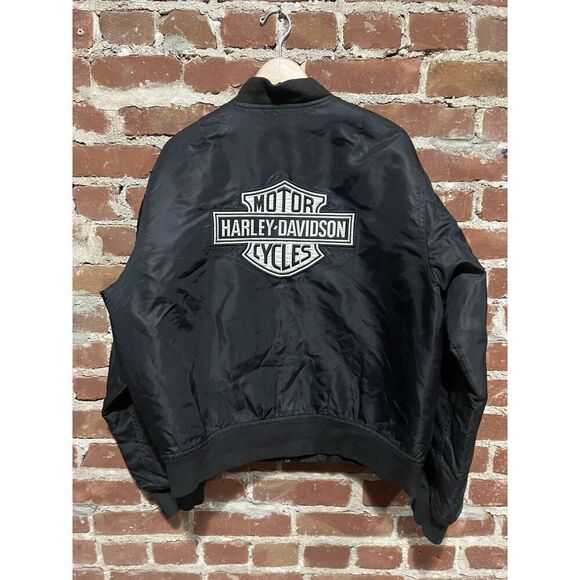 VTG Harley Davidson Racing Motor Cycle Bomber Men’s Size 2XL Made In USA Vintage - Picture 4 of 7